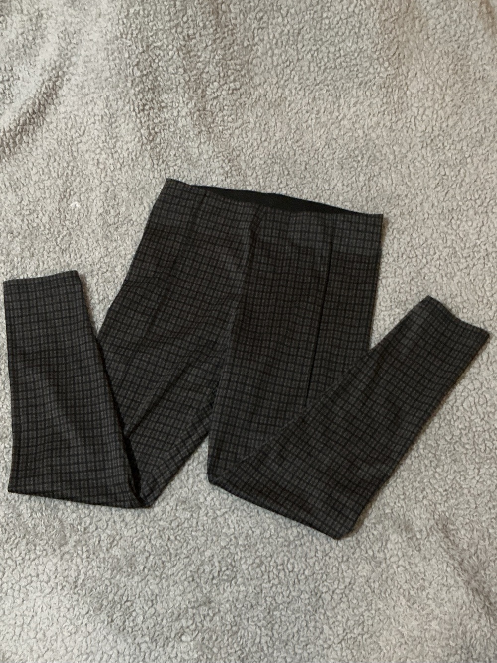 Haute Monde Black and Gray Plaid High-Waisted Jumpsuit